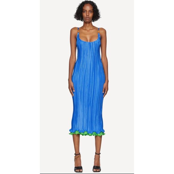 NEW Versace Blue Plisse Dress Size - Picture 1 of 7